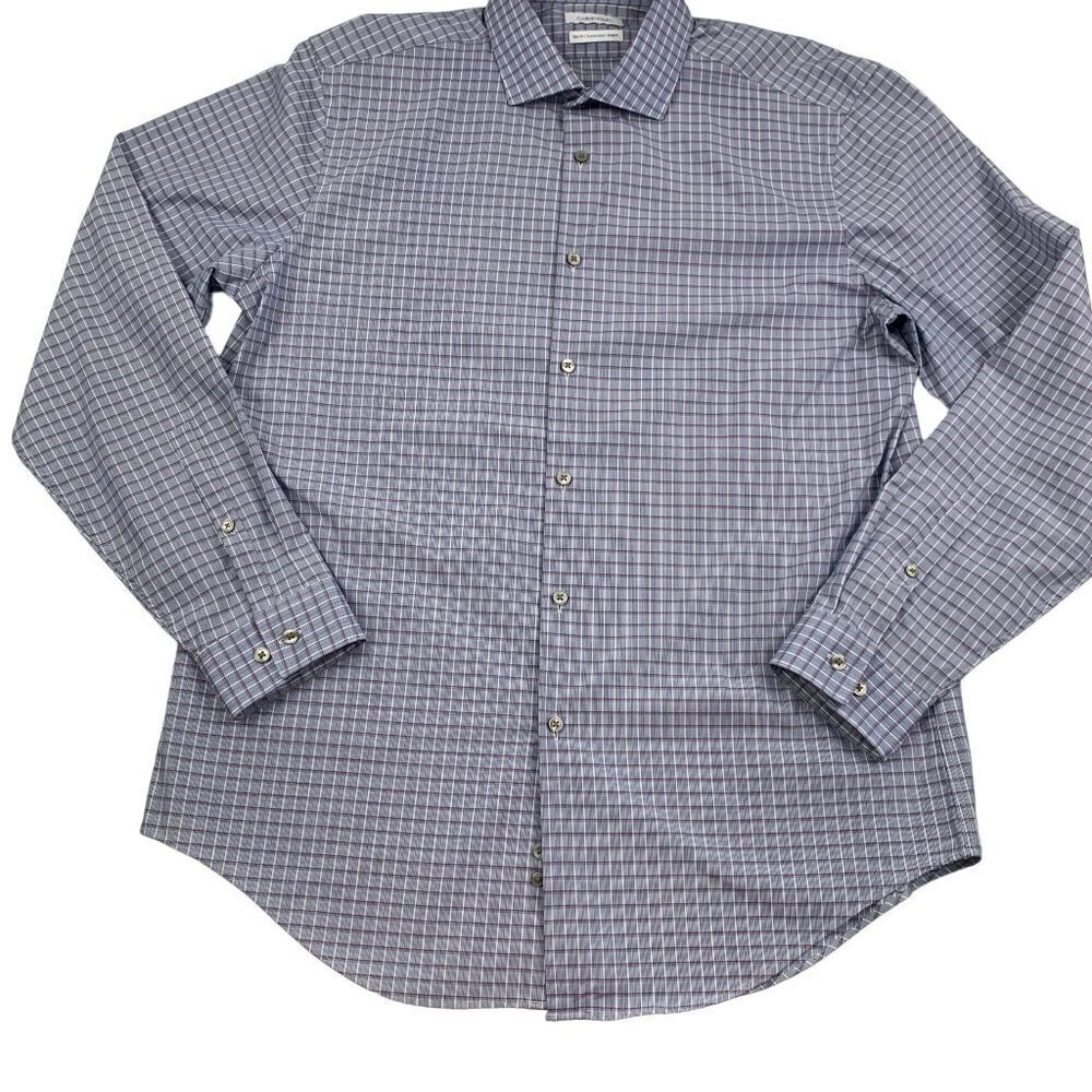Calvin Klein Slim Fit Stretch Long Sleeve Button Down Dress Shirt Men's 16 1/2